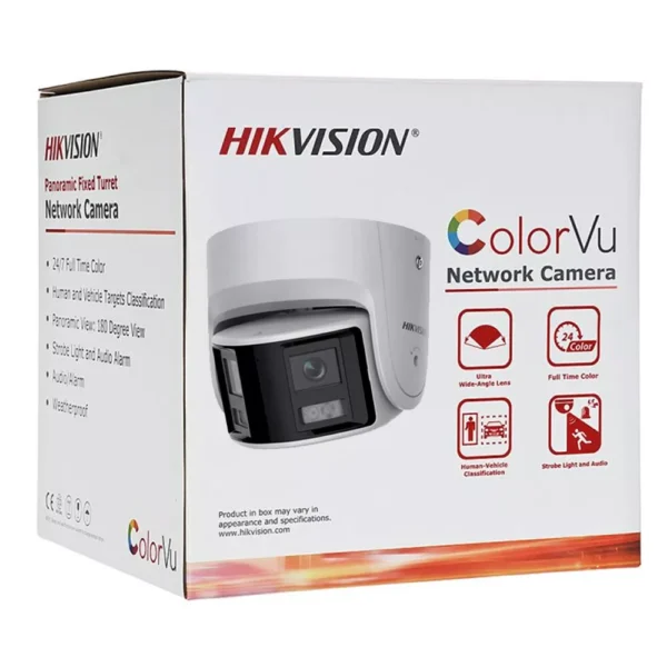 Hikvision DS-2CD2347G2P-LSU/SL(C) Telecamera Panoramic ColorVu 4mpx Acusense turret Ip con doppia ottica 2,8 mm audio e strobo IP67