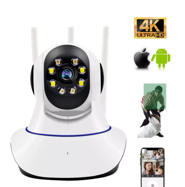 TELECAMERA IP CAMERA WIRELESS LED ULTRA HD 4K IR LAN MOTORIZZATA RETE 3 ANTENNE