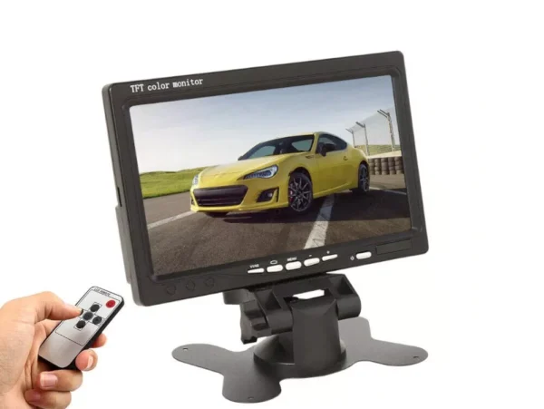 MONITOR LCD TFT 7' POLLICI CON TELECOMANDO E SUPPORTO DOPPIO INGRESSO VIDEO