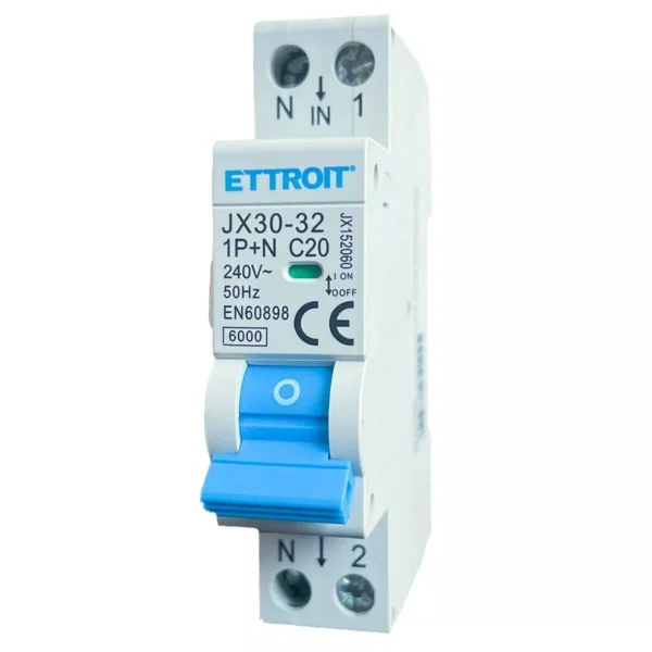 ETTROIT Interruttore Magnetotermico 1P+N 20A 220V 6KA JX152060