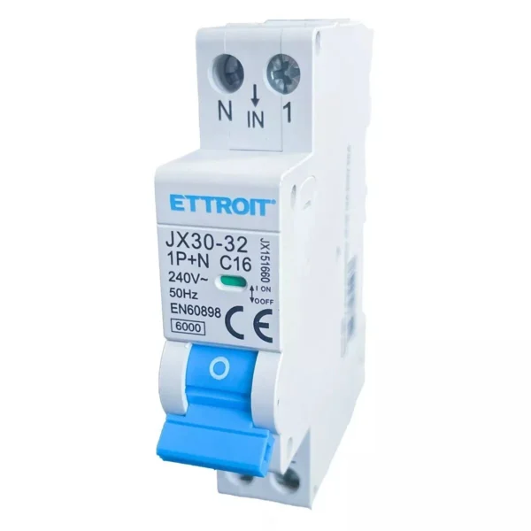 ETTROIT Interruttore Magnetotermico Automatico 1P+N 16A 6000A 220V Salvavita JX151660