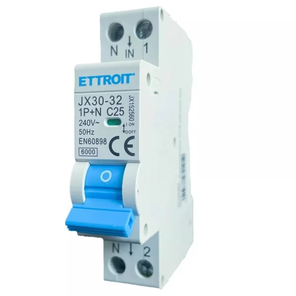 ETTROIT Interruttore Magnetotermico 1P+N 25A 220V 6KA JX152560