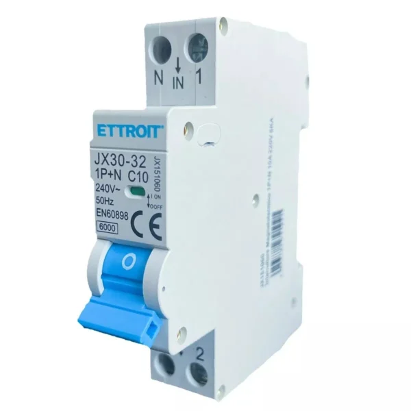 ETTROIT Interruttore Magnetotermico 1P+N 10A 220V 6KA 1 modulo din JX151060