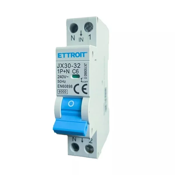 ETTROIT Interruttore Magnetotermico Automatico 1P+N 6A 6000A 220V JX150660