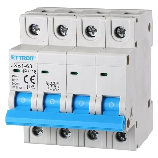 ETTROIT Interruttore Magnetotermico Automatico 4P 16A 6000A 220V 380V JX141660