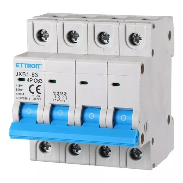 ETTROIT Interruttore Magnetotermico Automatico 4P 63A 6000A 220V 380V JX146360