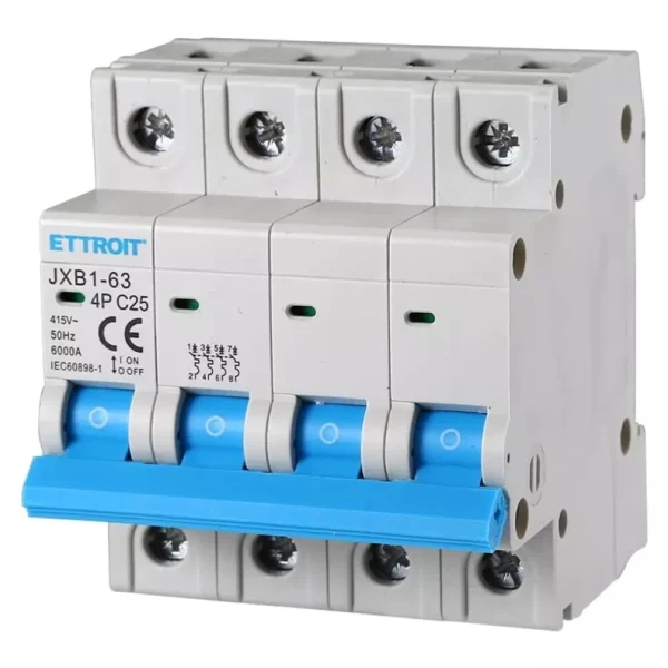 Interruttore magnetotermico 4P 4 moduli 380 V 25A 6KA Ettroit JX142560
