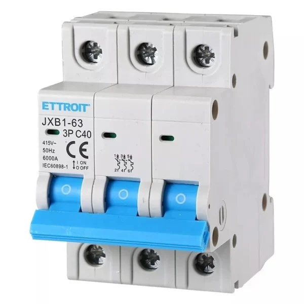 ETTROIT Interruttore Magnetotermico Automatico 3P 40A 6000A 220V 380V JX134060