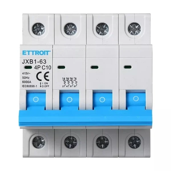 ETTROIT Interruttore Magnetotermico Automatico 4P 10A 6000A 220V 380V JX141060