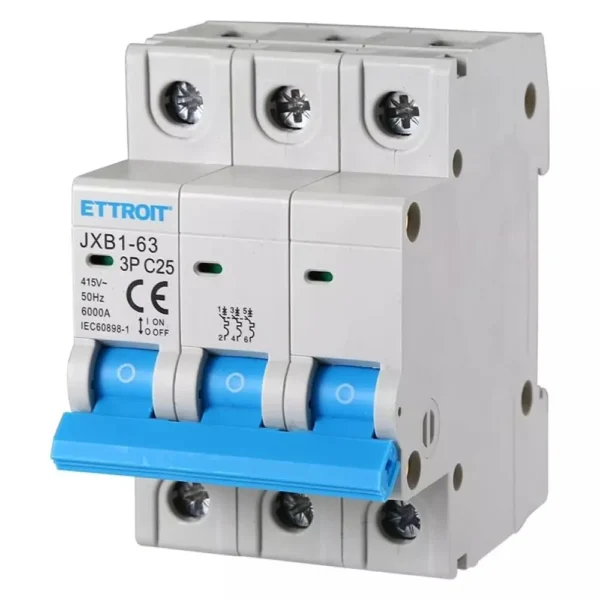 Interruttore magnetotermico 3P 3 moduli 380 V 25A 6KA Ettroit JX132560