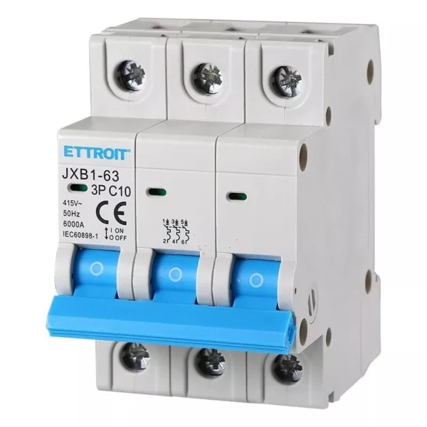ETTROIT Interruttore Magnetotermico Automatico 3P 10A 6000A 220V 380V JX131060