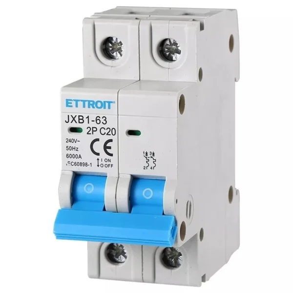 ETTROIT Interruttore Magnetotermico Automatico 2P 20A 6000A 220V JX122060