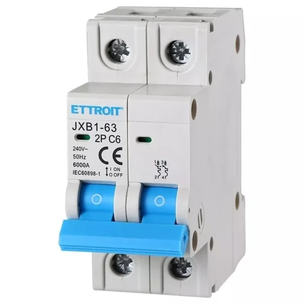 ETTROIT Interruttore Magnetotermico Automatico 2P 6A 6000A 220V JX120660