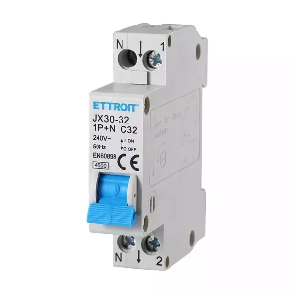 ETTROIT Interruttore Magnetotermico Automatico 1P+N 32A 4500A 220V JX153240