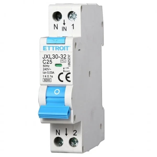 Interruttore Magnetotermico Differenziale 1P+N 25A 30mA 220V-6KA JX252561