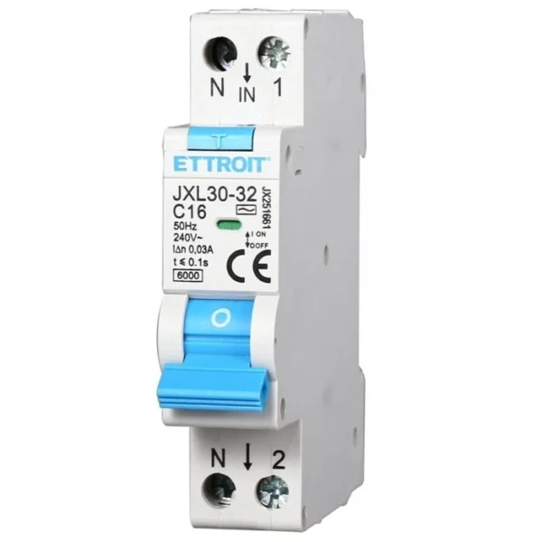 MAGNETOTERMICO DIFFERENZIALE MODULO 1P+N 16A 30mA 220V-6KA JX251661