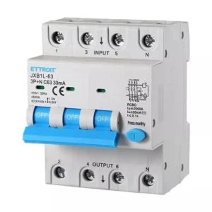 magnetotermico DifferenzialE3P+N 63A 4.5kA 30mA 380V 4 Moduli JXB1L-63-3P+N-63A