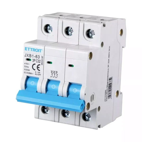 ETTROIT Interruttore Magnetotermico Automatico 3P 32A 6000A 220V 380V Salvavita JX133260