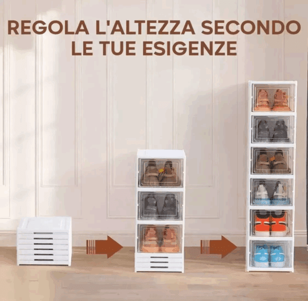 Scarpiera Salvaspazio 6 Ripiani Ante Porta Scarpe Plastica Slim Bianca Ingresso