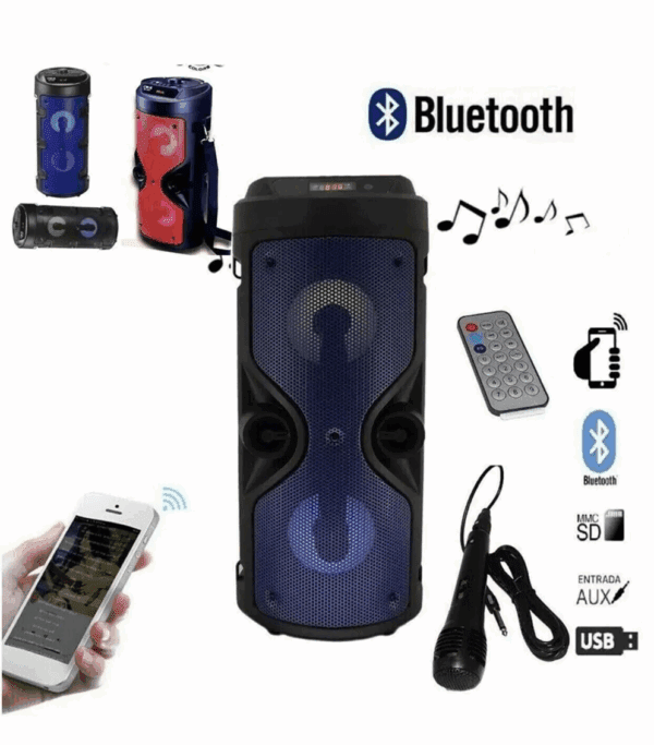 CASSA PORTATILE BLUETOOTH LED ALTOPARLANTE CON MICROFONO RADIO FM RICARICABILE