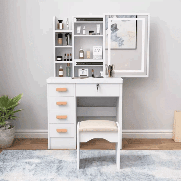 Toeletta Specchio LED Sgabello Postazione Trucco