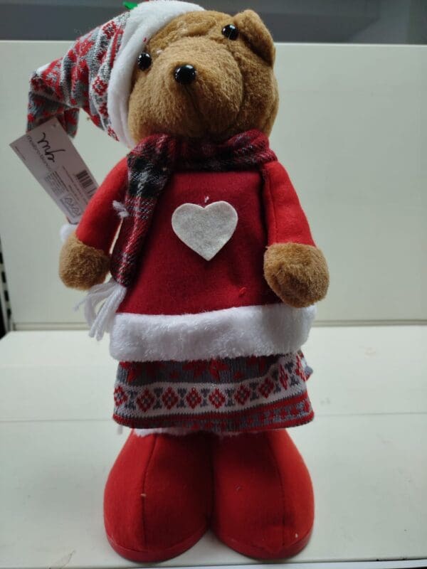 Orso Ferma Porta Natale feminile con gonna Decorativo – 90cm