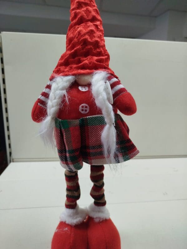Pupazzo Ferma Porta Natalizio Decorativo con Cappello natale Rosso Lungo – 60cm