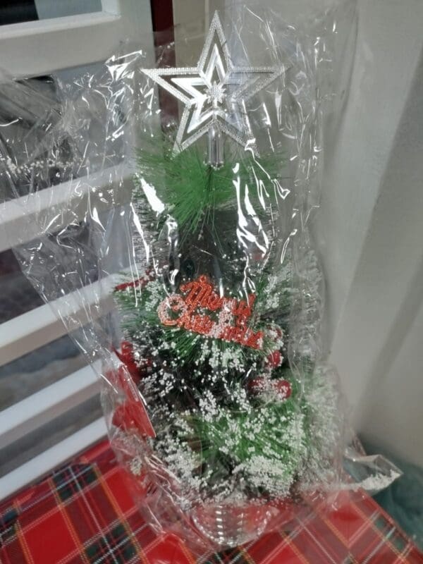 Albero natale adobato mini  argentato con luci