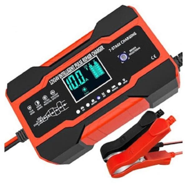 CARICABATTERIA AUTO 12V 10A/24V 5A RICARICA RAPIDA 7 STADI DISPLAY LCD Q-DP1210