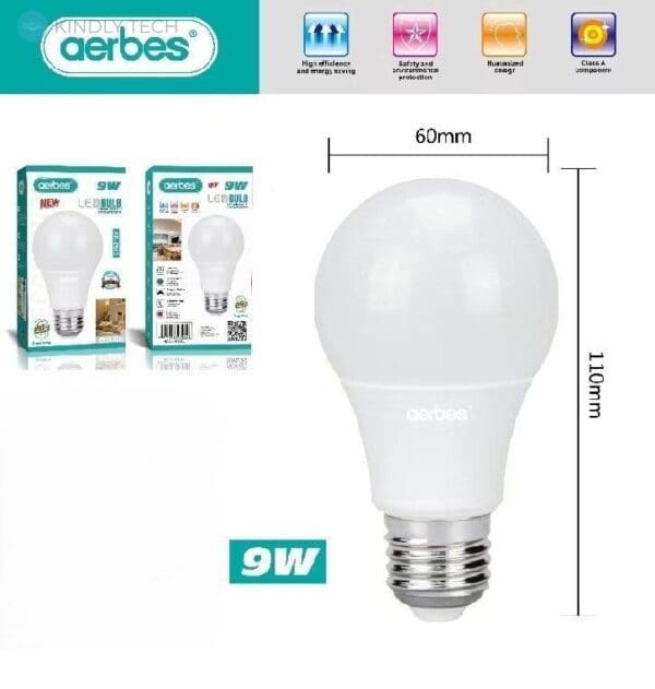 Lampadina LED 9W Aerbes E27 – Luce Bianca Naturale – Classe A – Risparmio Energetico