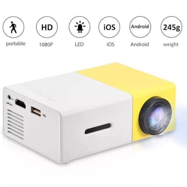 Mini Proiettore LED Portatile Connettività HDMI USB AV Scheda Micro SD