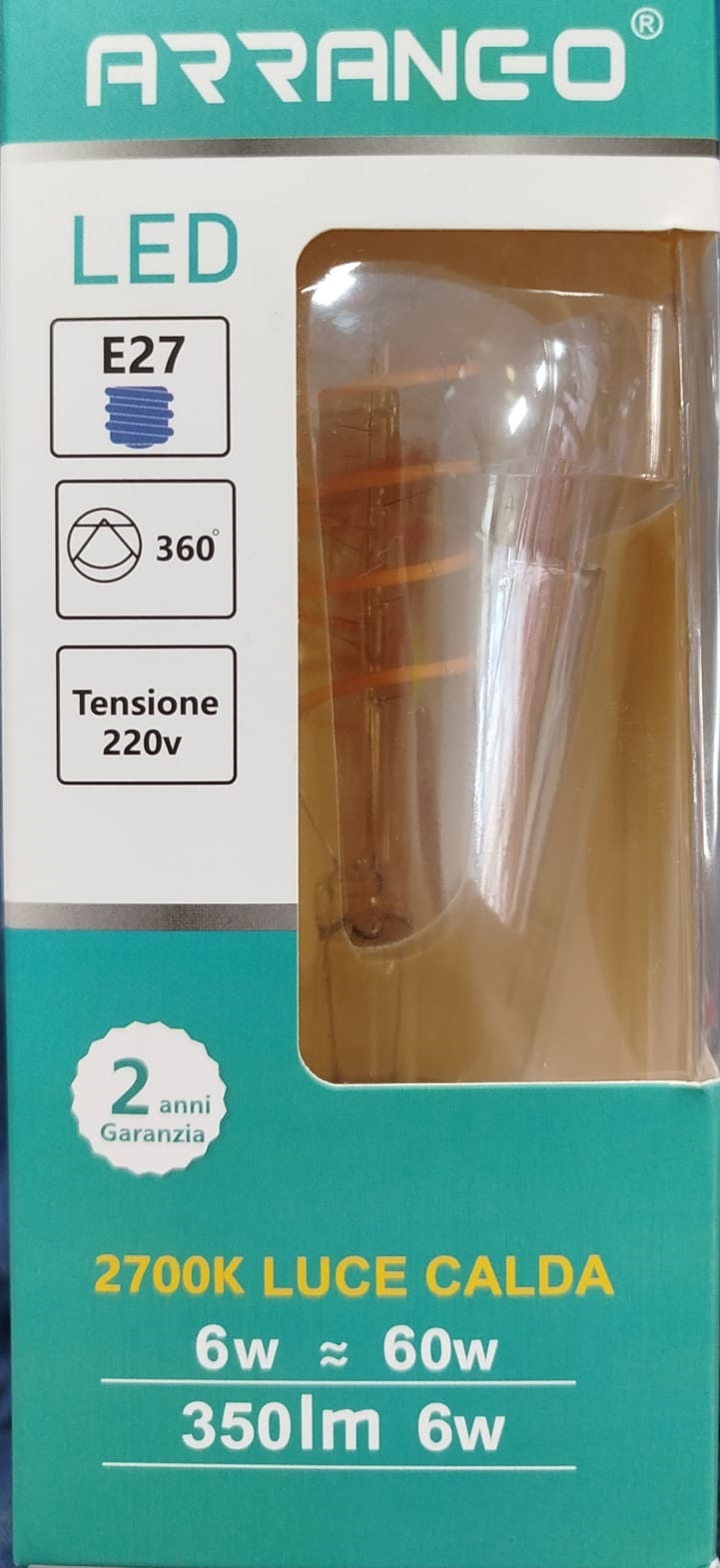 💡 ARRANC-O LED spirale VETRO AMBRA – Lampadina E27 6W 350lm Luce calda