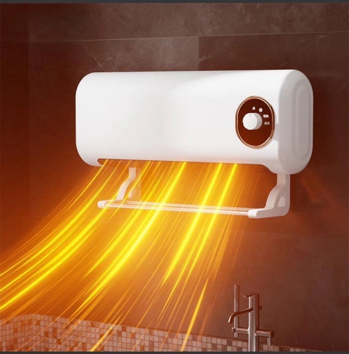 🌡️ Termoventilatore da Parete 2 in 1 2500W – Funzione Caldo/Freddo, Silenzioso, con Portasciugamani