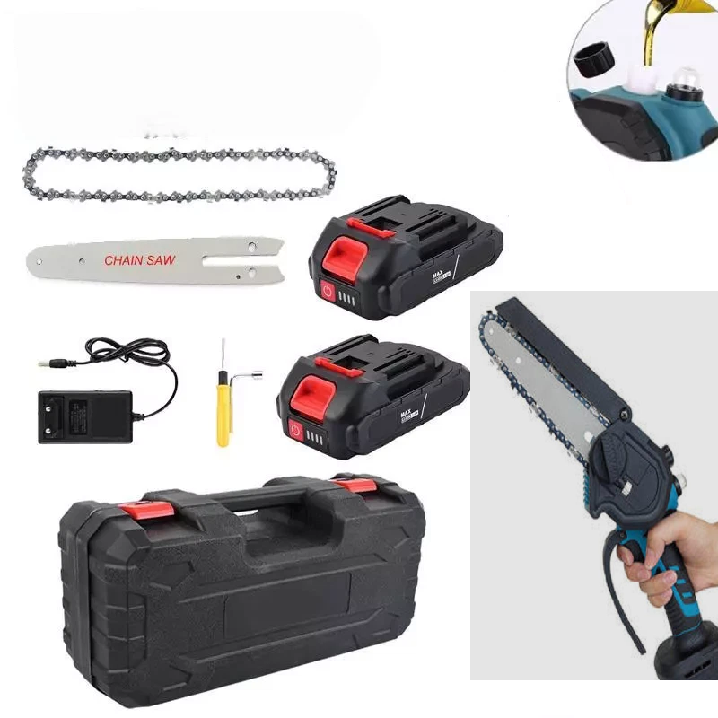 MOTOSEGA A 2 BATTERIA 48V 6 POLLICI LUBRIFICATA OLIO ELETTROSEGA TAGLIARAMI